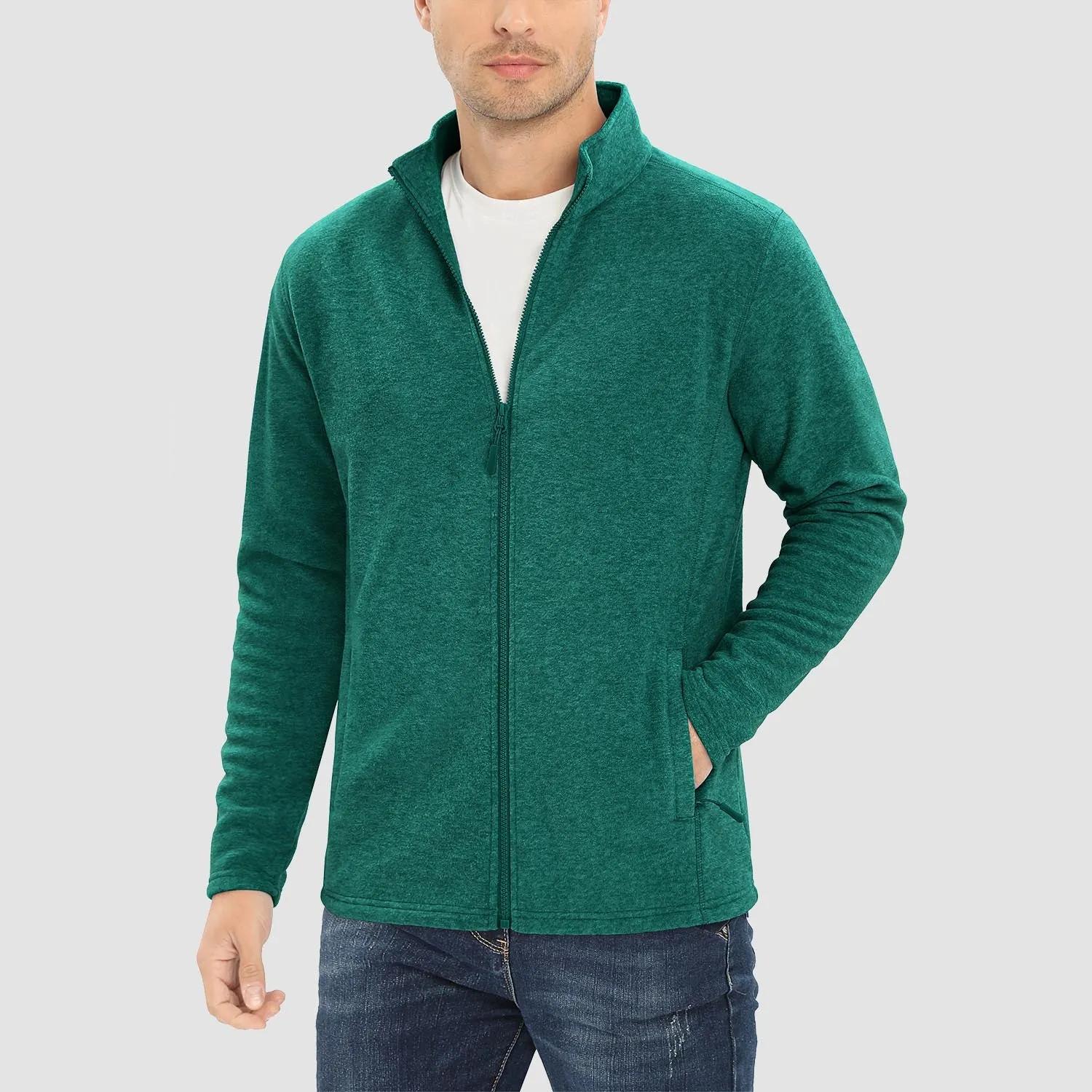 Men's Fleece Jacket Zip Up Stand Collar Coat