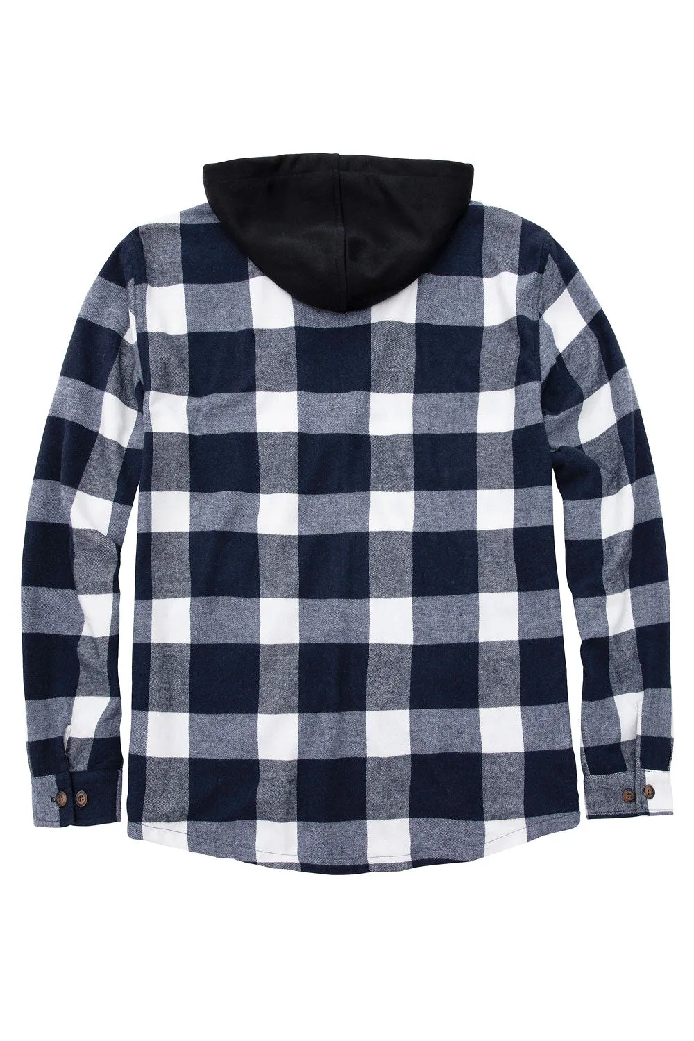 Men's Full Zip Up Hoodie Plaid Flannel Shirt Jacket with Hand Pockets