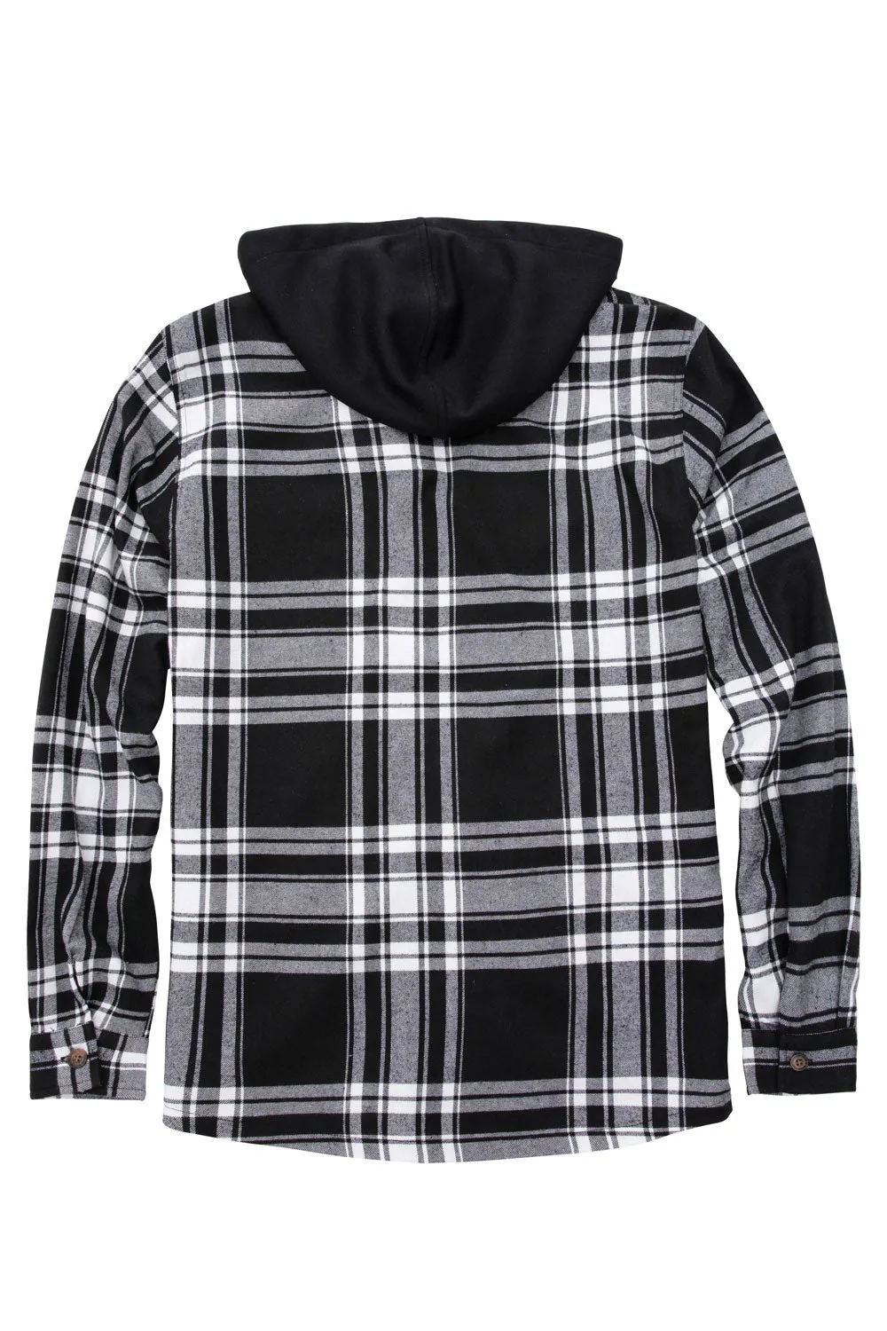 Men's Full Zip Up Hoodie Plaid Flannel Shirt Jacket with Hand Pockets