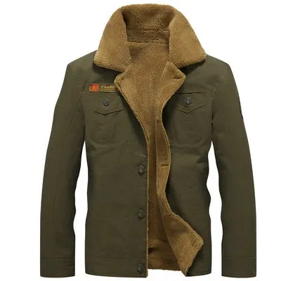 Mens Military Fleece Warm Fur Collar Army Tactical Jacket