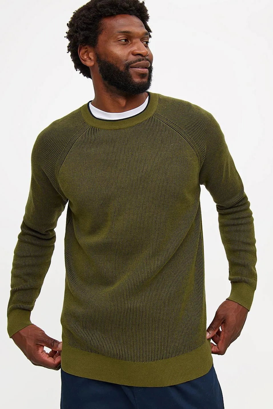 Mens Ribbed Round Neck Jumper