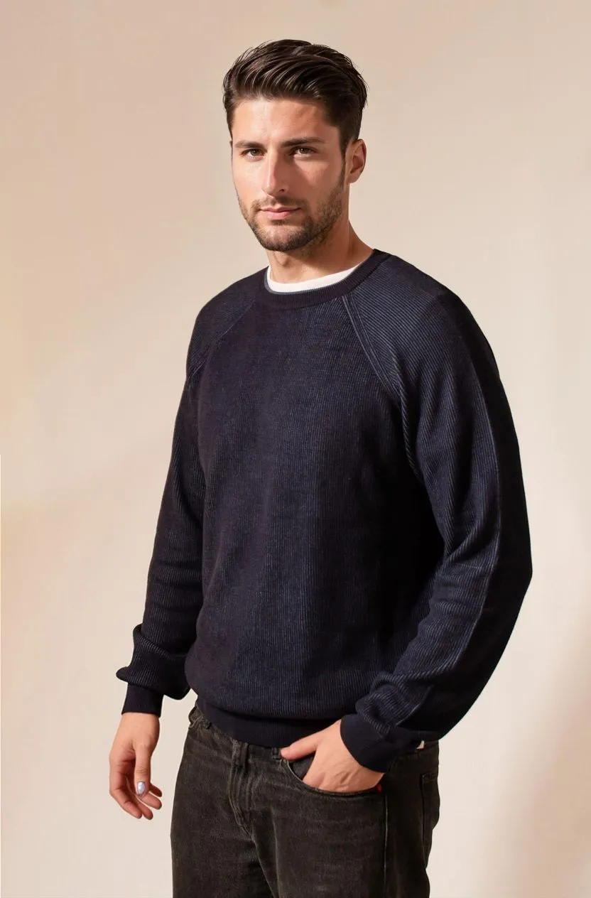 Mens Ribbed Round Neck Jumper