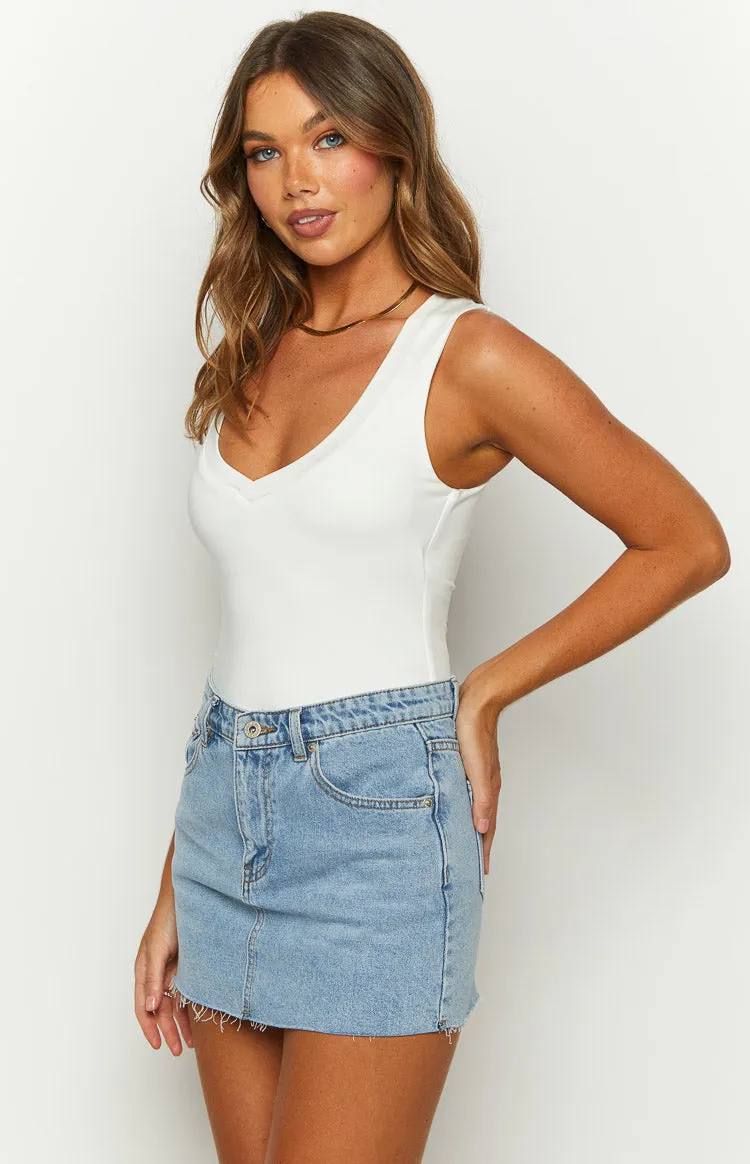 Miami White V-Neck Bodysuit