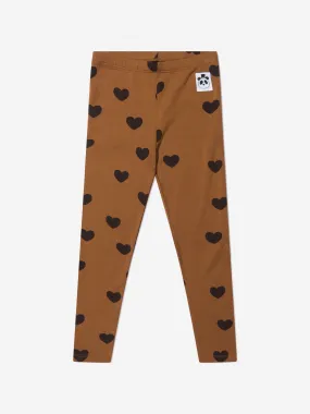 Mini Rodini Girls Basic Hearts Leggings in Brown