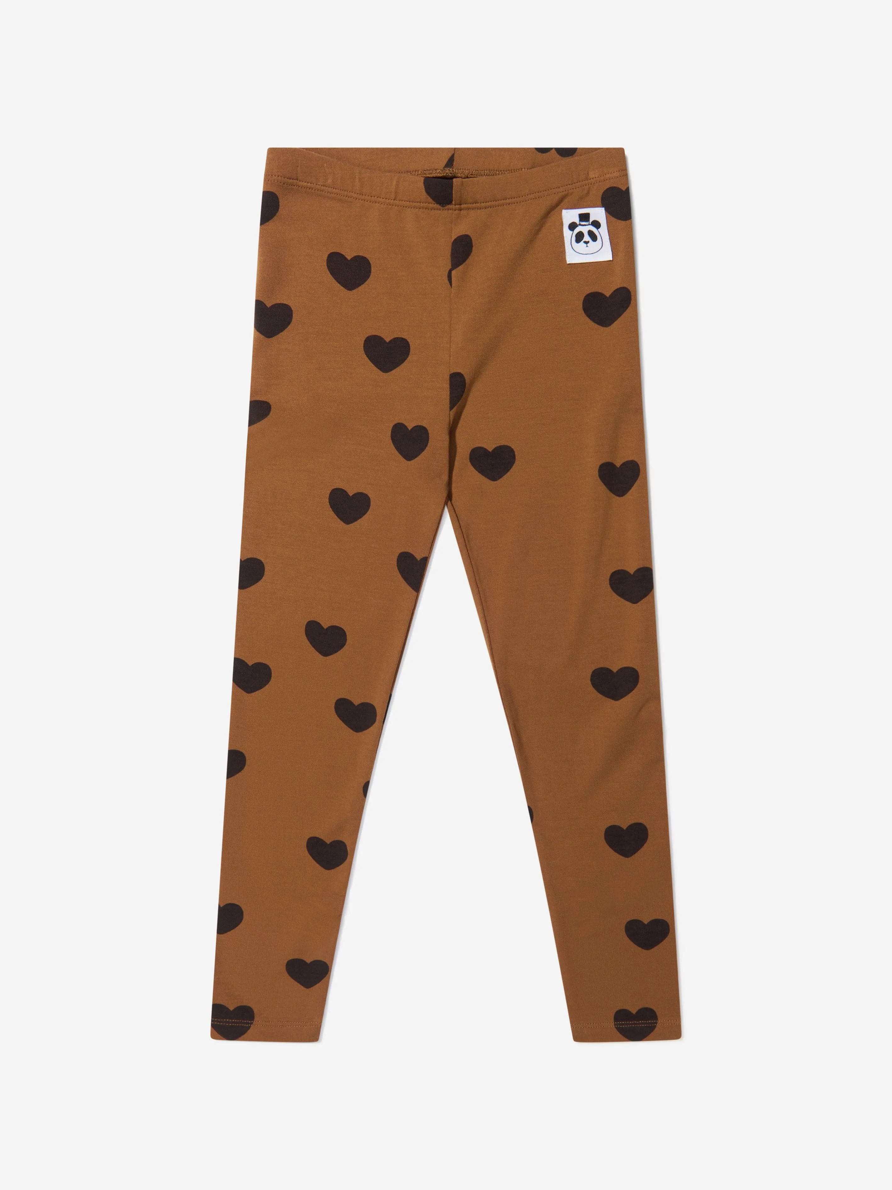 Mini Rodini Girls Basic Hearts Leggings in Brown