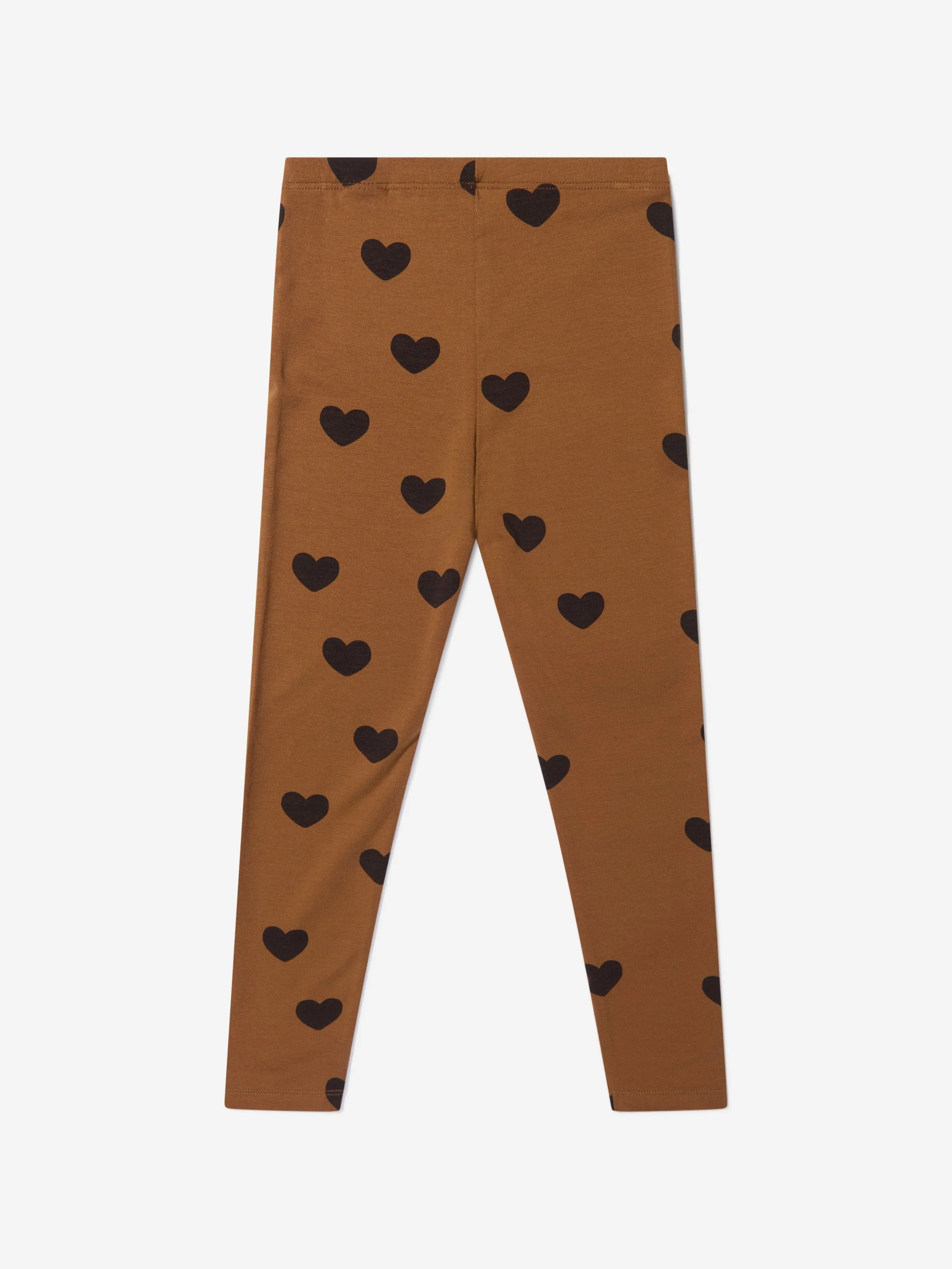 Mini Rodini Girls Basic Hearts Leggings in Brown