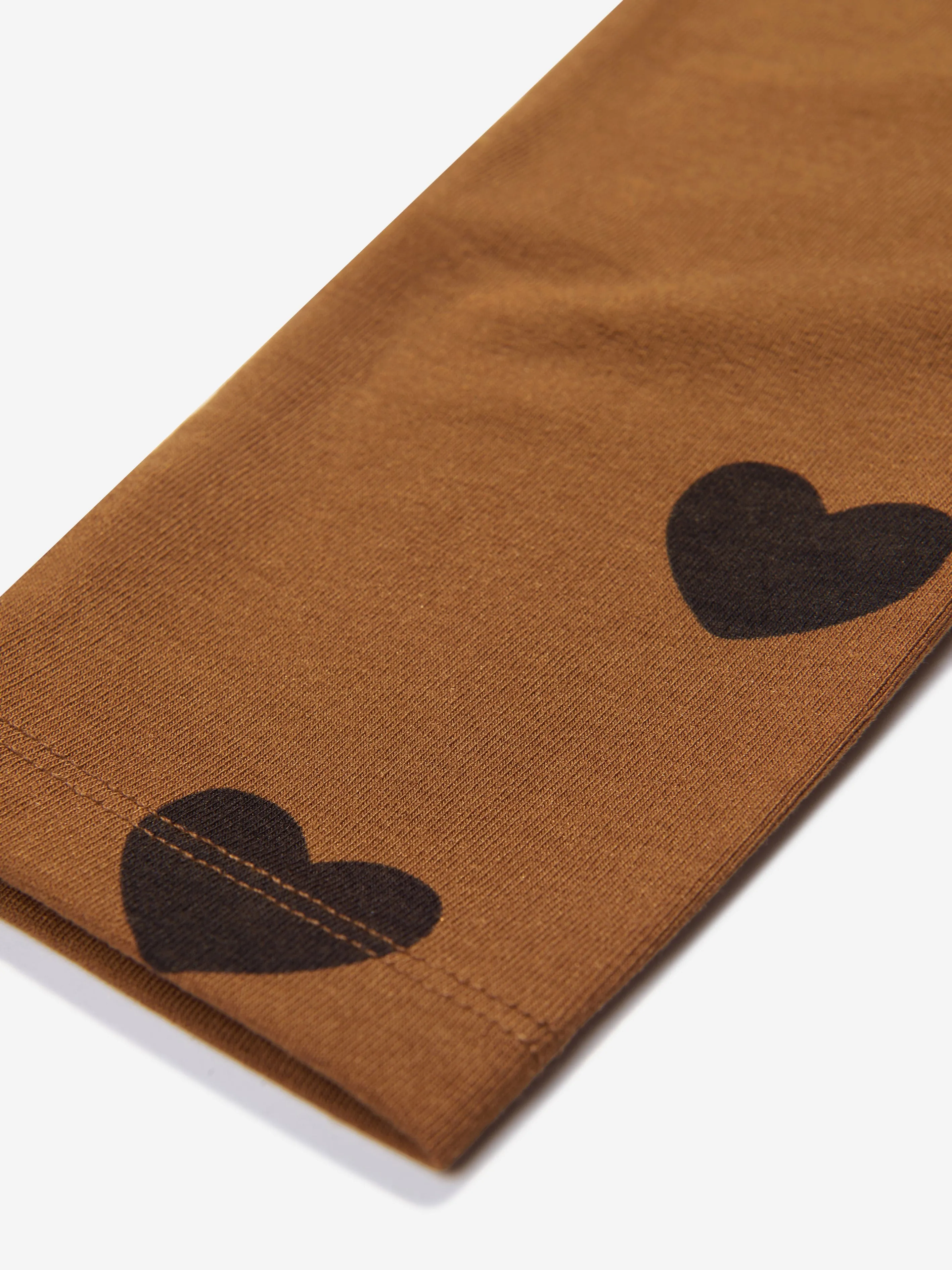 Mini Rodini Girls Basic Hearts Leggings in Brown