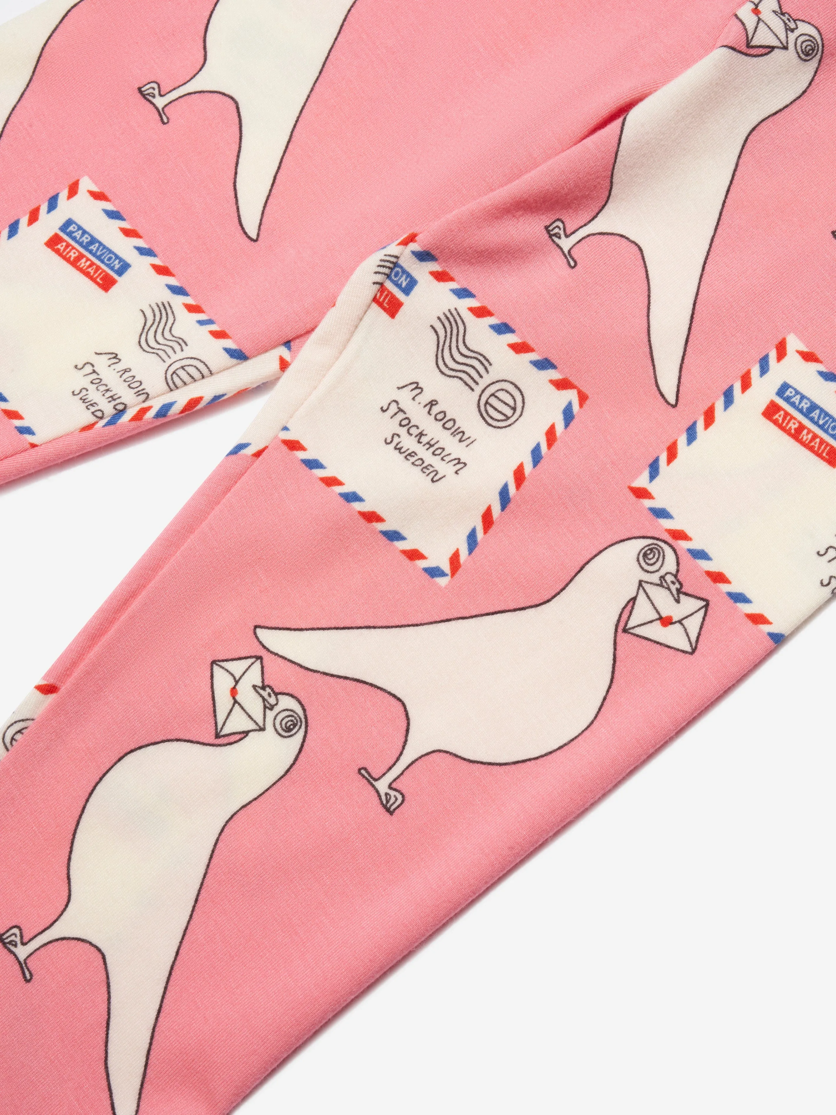 Mini Rodini Girls Pigeon Print Leggings In Pink