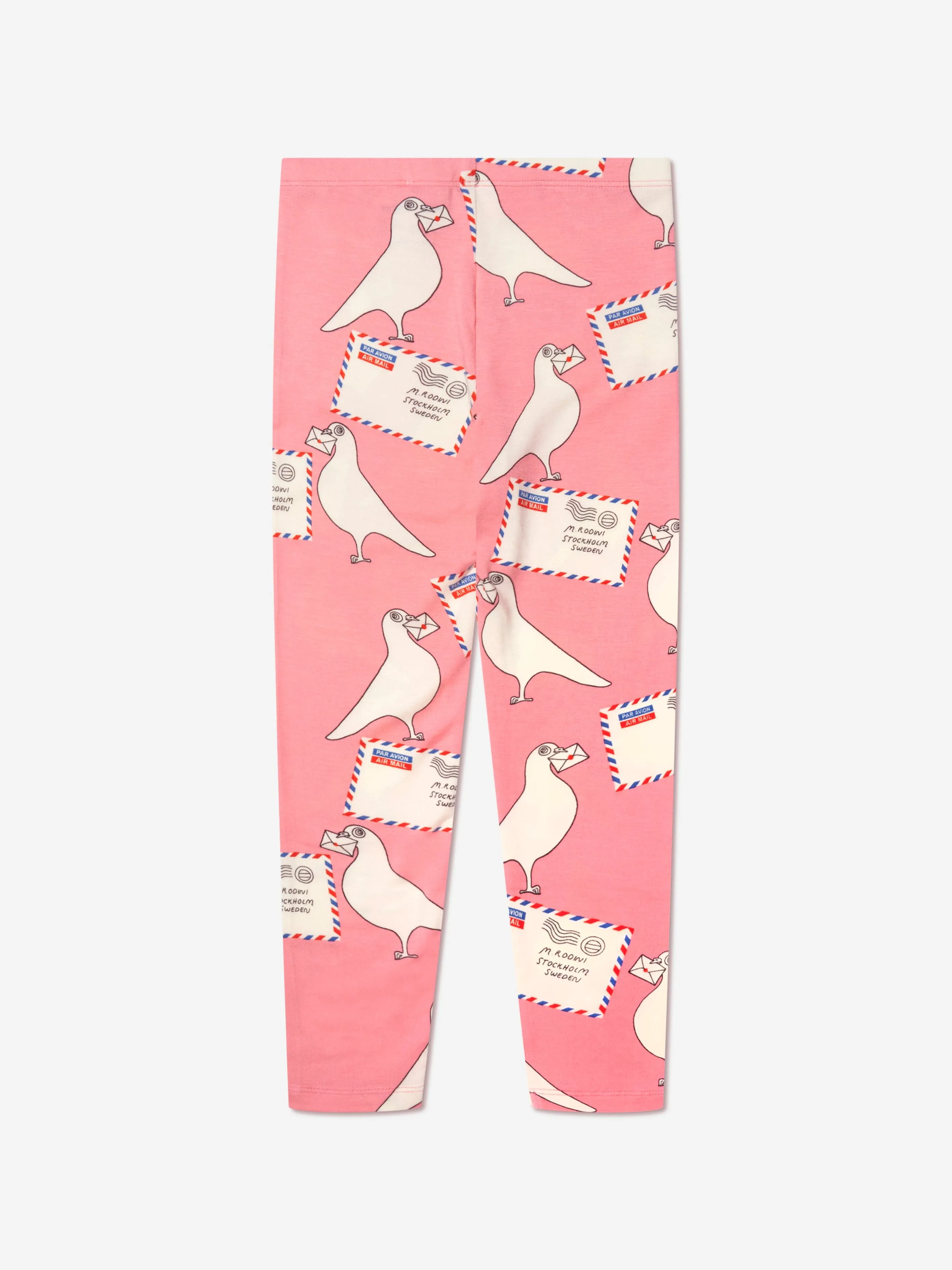 Mini Rodini Girls Pigeon Print Leggings In Pink