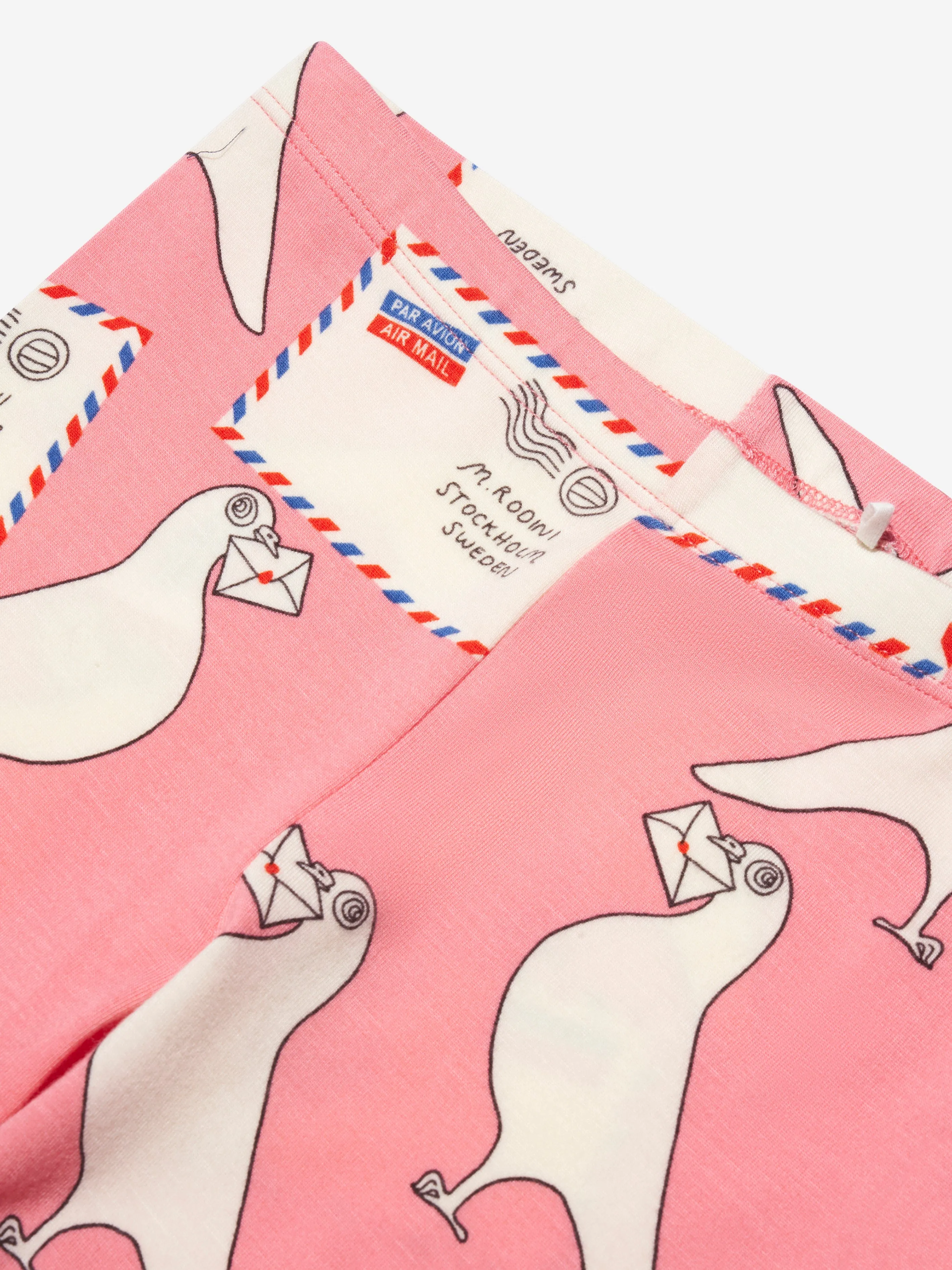 Mini Rodini Girls Pigeon Print Leggings In Pink