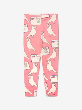 Mini Rodini Girls Pigeon Print Leggings In Pink