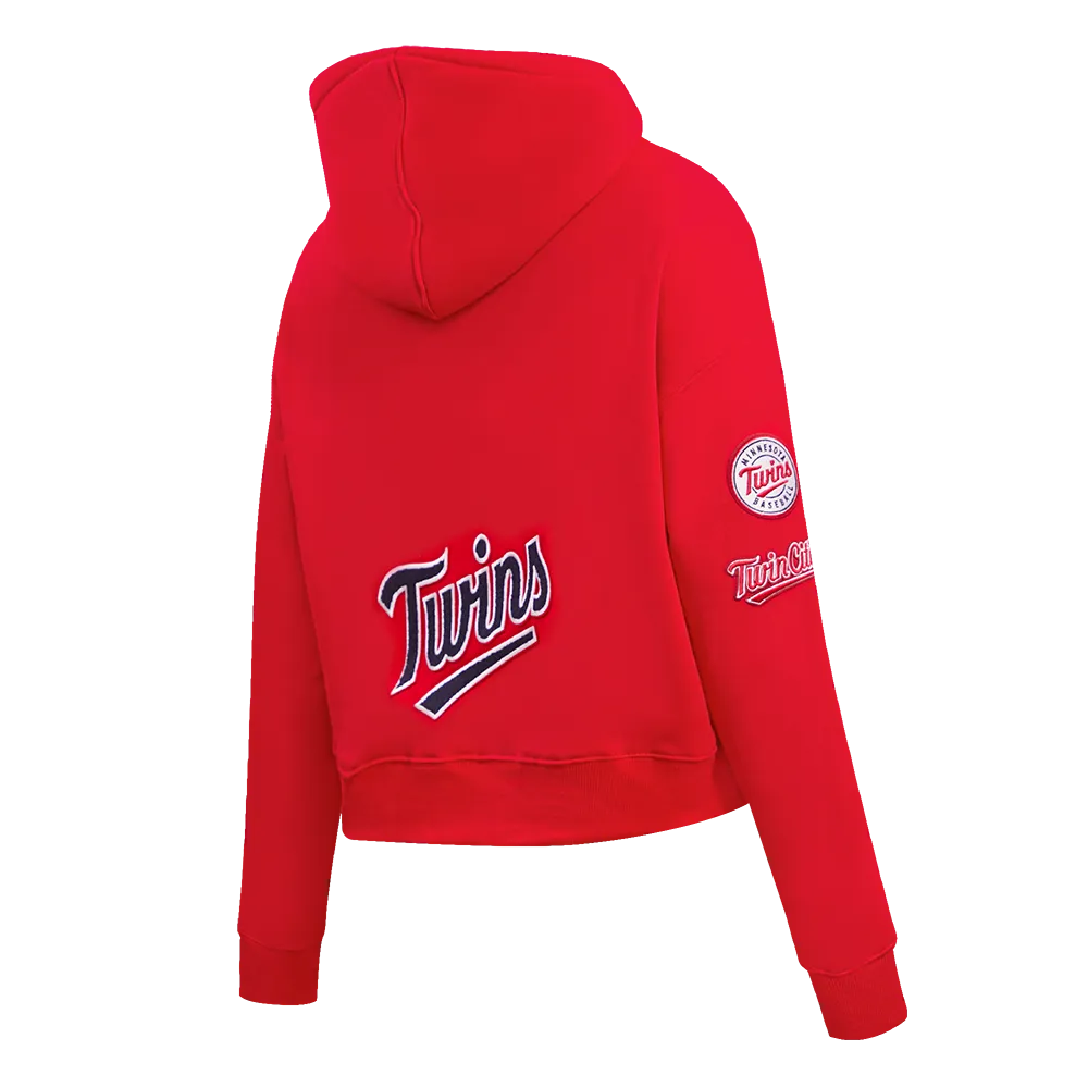 MLB MINNESOTA TWINS CLASSIC WOMEN'S CROPPED PO HOODIE (RED)