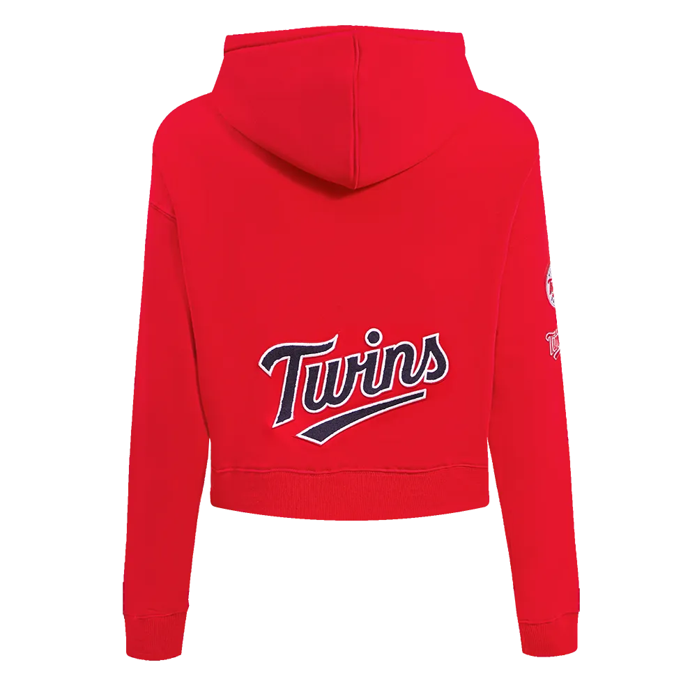 MLB MINNESOTA TWINS CLASSIC WOMEN'S CROPPED PO HOODIE (RED)