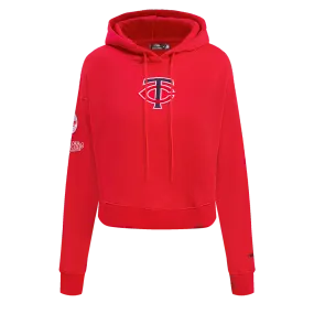 MLB MINNESOTA TWINS CLASSIC WOMEN'S CROPPED PO HOODIE (RED)