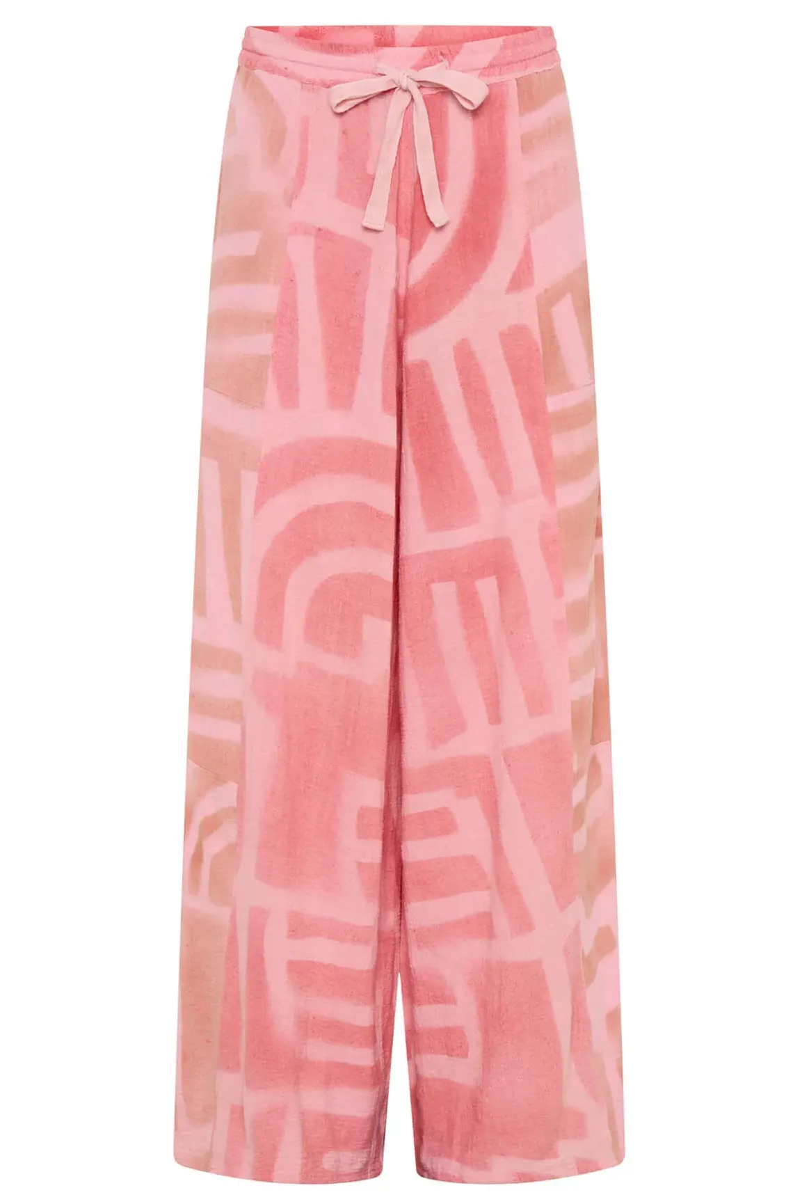 Moai Hand Painted Muslin Palazzo Pants | Pink