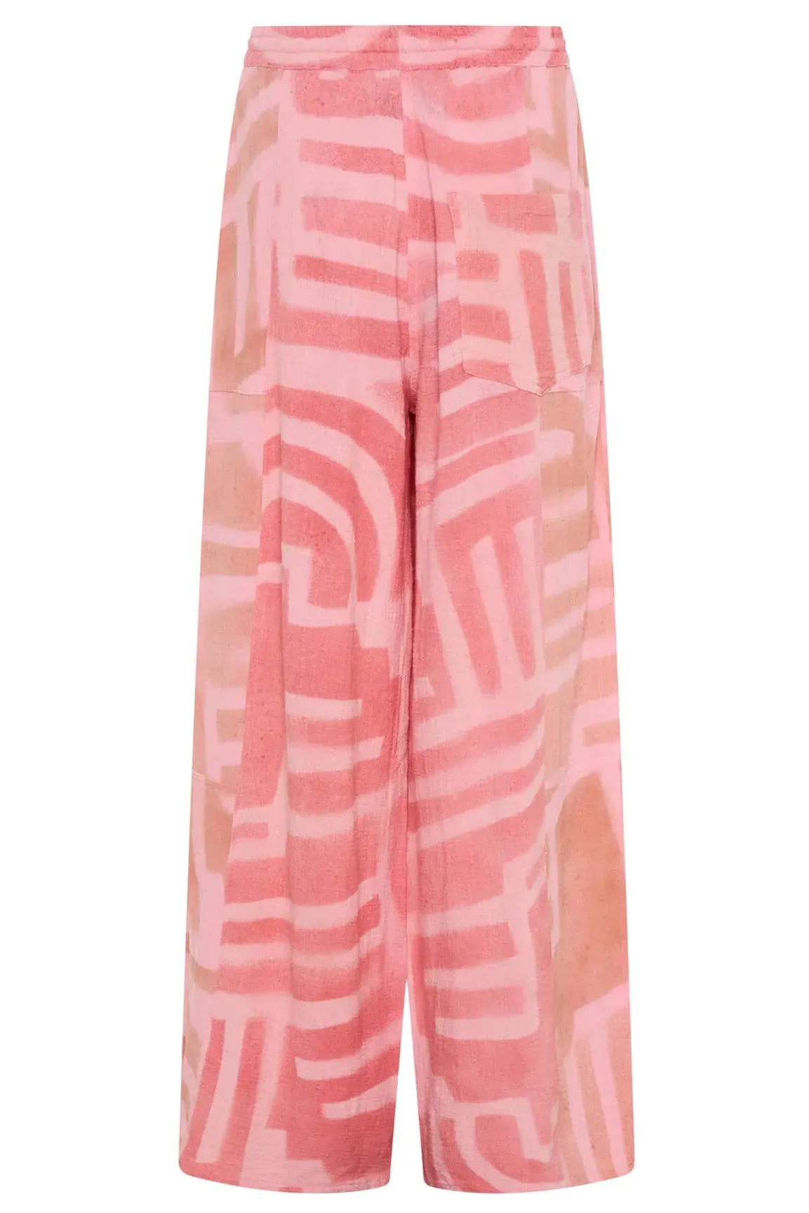 Moai Hand Painted Muslin Palazzo Pants | Pink