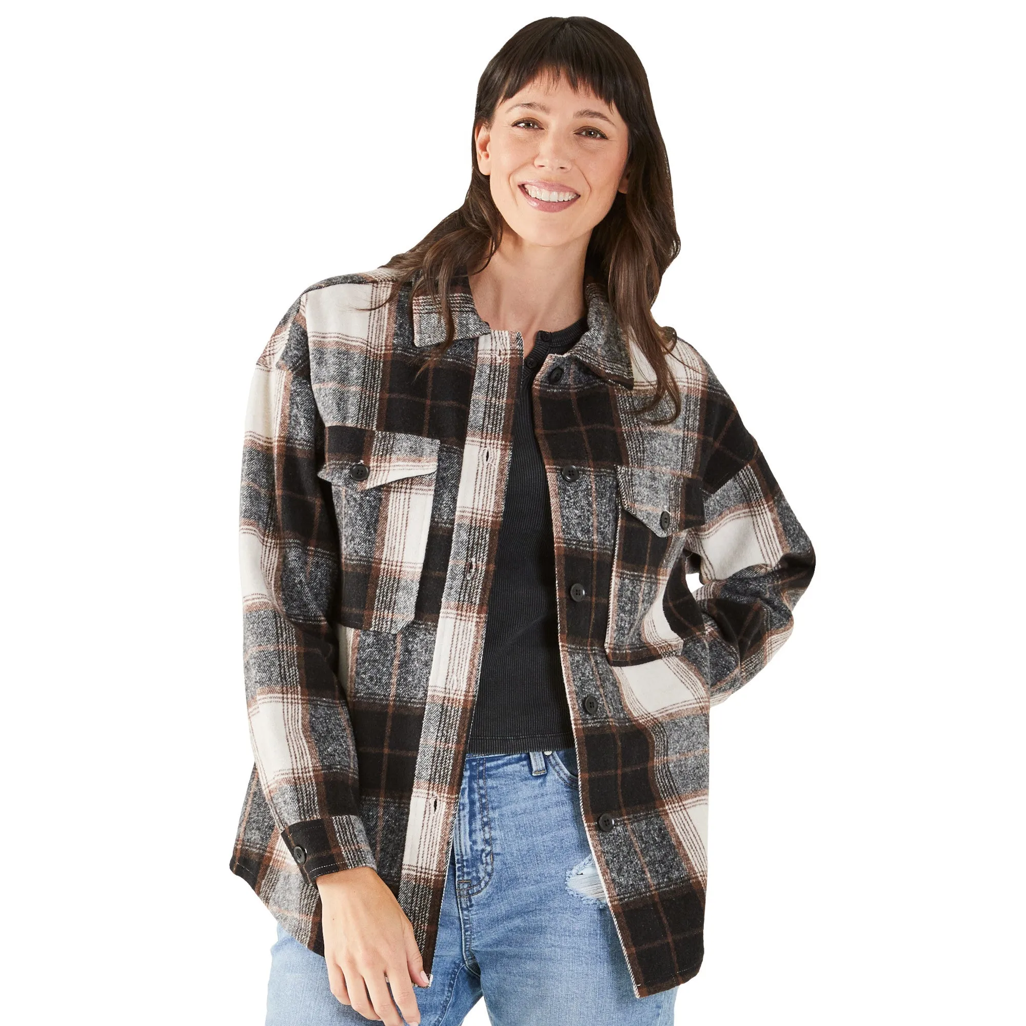 mySTYLE Women's Street Smart Plaid Shacket