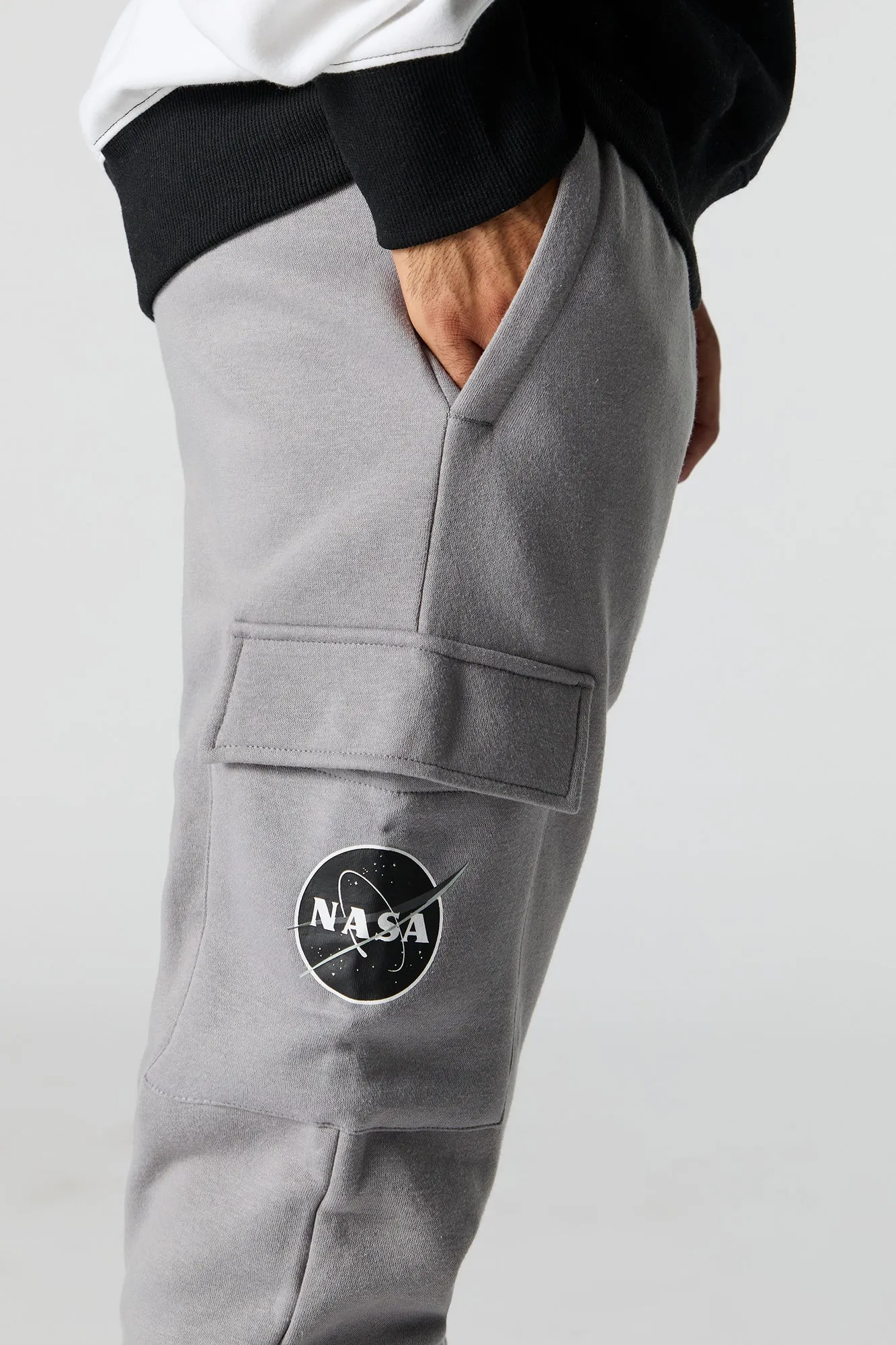 NASA Grey Graphic Fleece Cargo Jogger