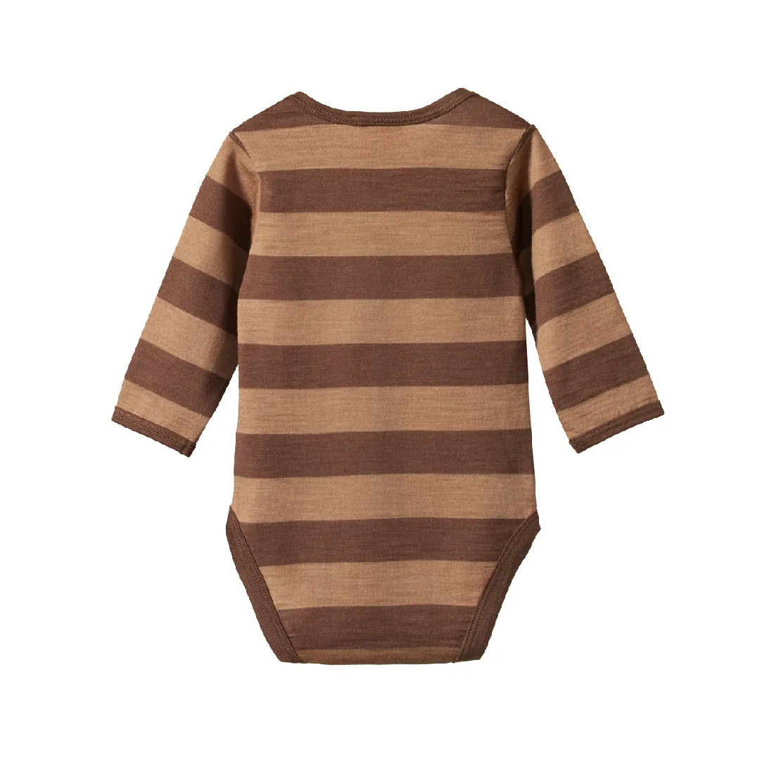 NATURE BABY - MERINO ESSENTIAL LONG SLEEVE BODYSUIT: BEAR BOLD STRIPE