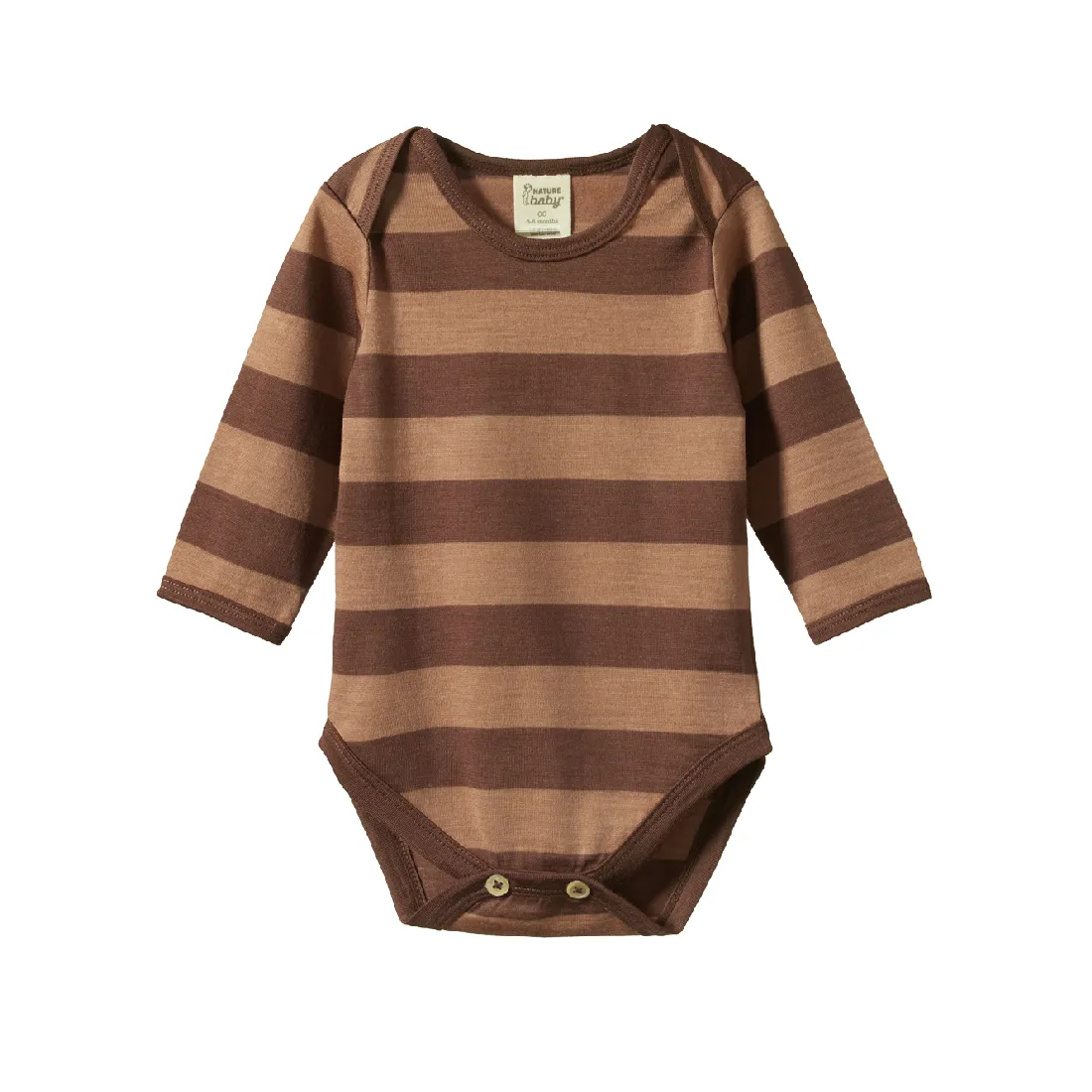 NATURE BABY - MERINO ESSENTIAL LONG SLEEVE BODYSUIT: BEAR BOLD STRIPE