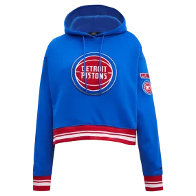 NBA DETROIT PISTONS RETRO CLASSIC WOMEN'S RIB CROPPED PO HOODIE (ROYAL BLUE/RED)