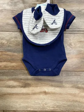 NEW MLB Atlanta Braves 3pc Bodysuit Set Navy sz Newborn