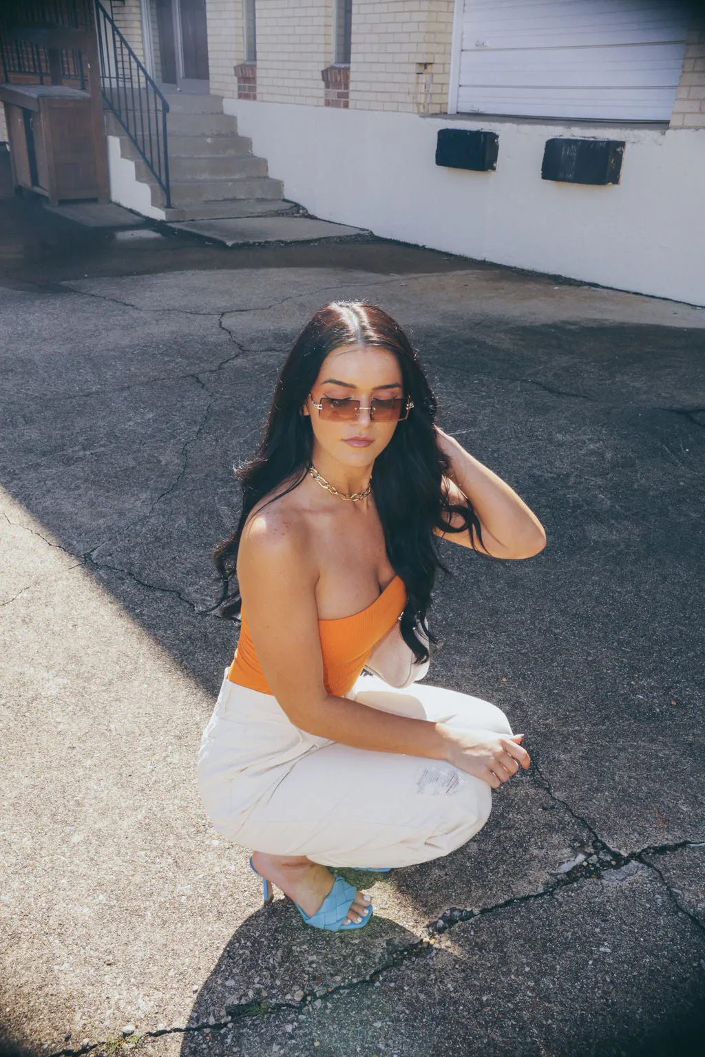 Orange Tube Top Bodysuit