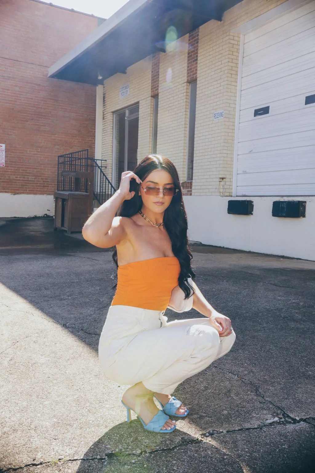 Orange Tube Top Bodysuit