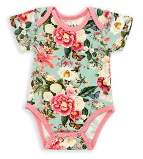 Organic Cotton Short Sleeve Baby Bodysuit, Dahlia