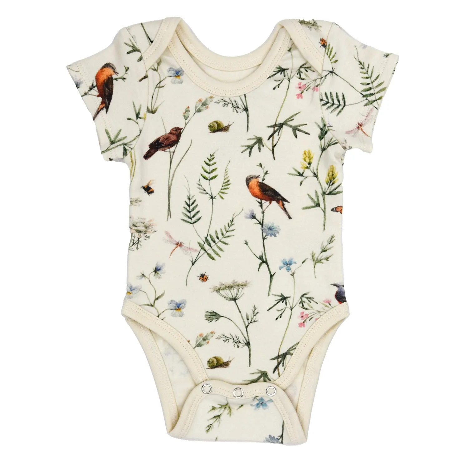 Organic Cotton Short Sleeve Baby Bodysuit, Finch