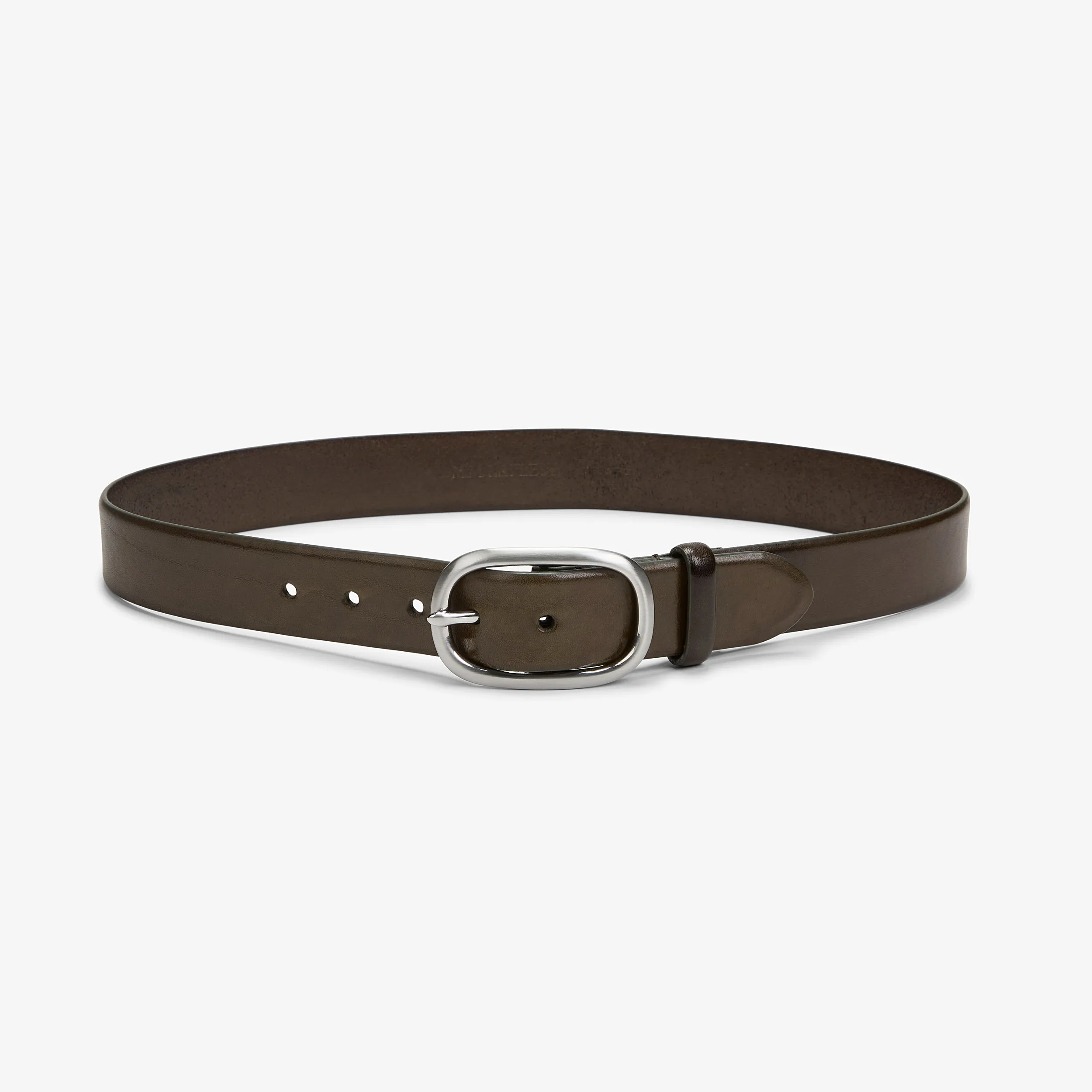 Oval Buckle Belt - Leather :: Olive