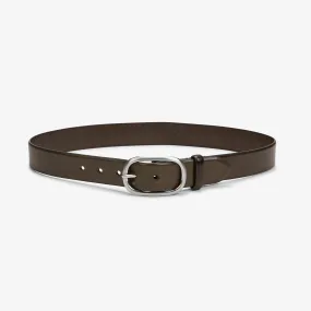 Oval Buckle Belt - Leather :: Olive