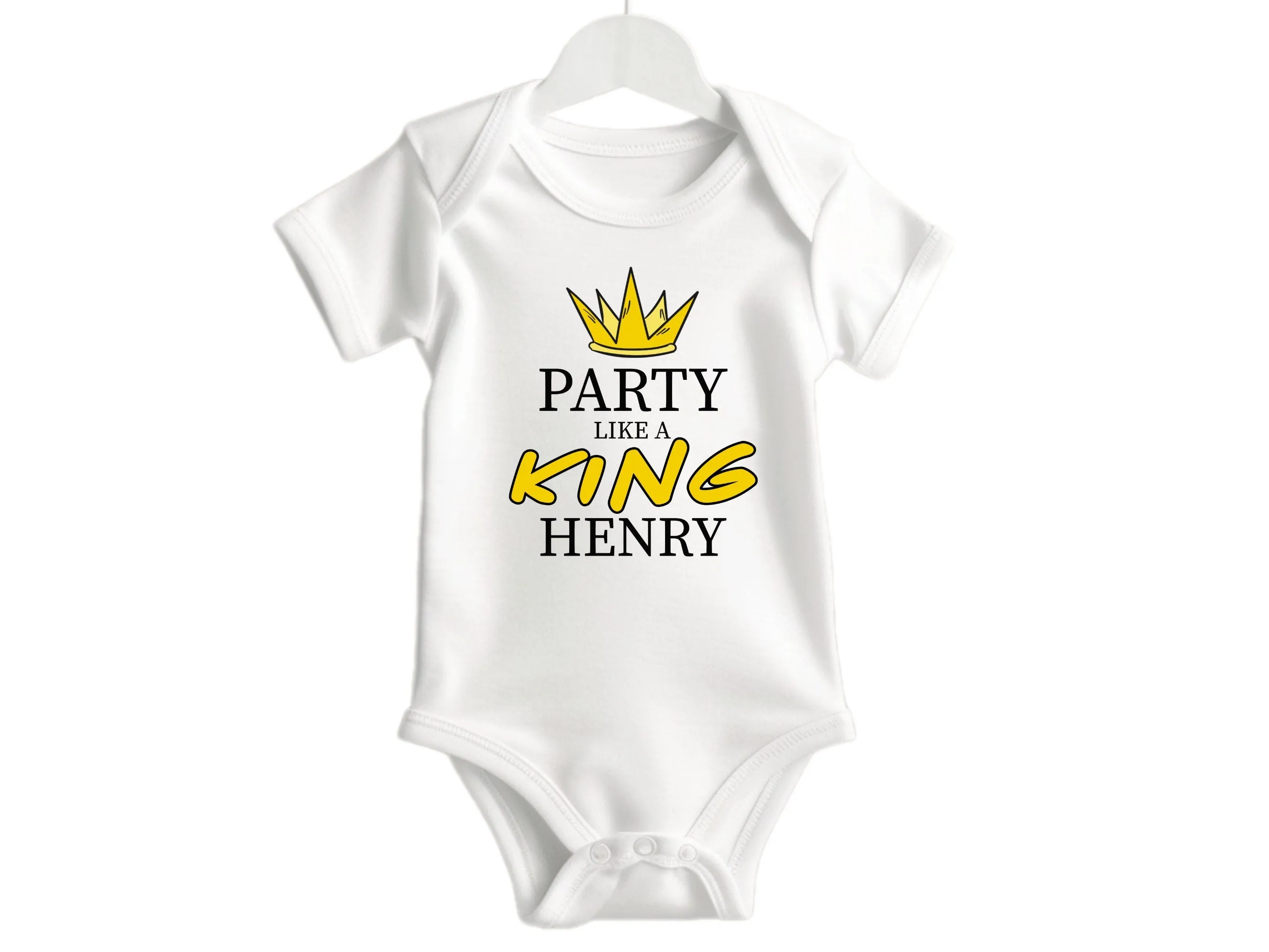 Party Like a King Custom Name Birthday Long Sleeve bodysuit Gift For Boys