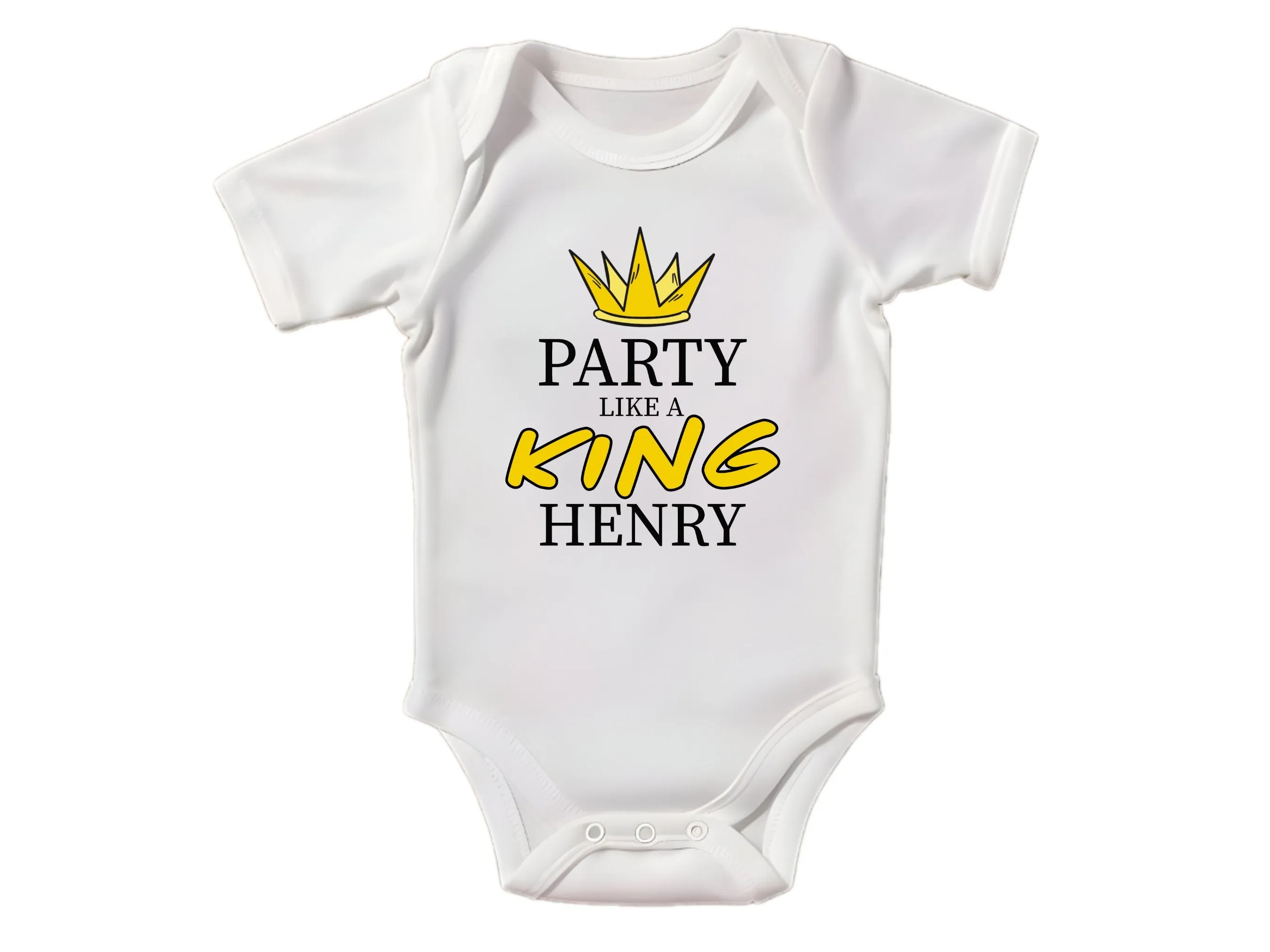 Party Like a King Custom Name Birthday Long Sleeve bodysuit Gift For Boys