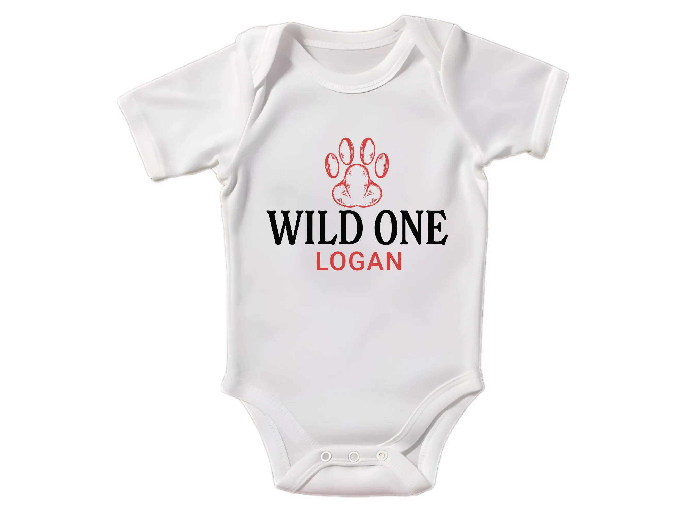 Personalized Name Long Sleeve Boys Bodysuit with Wild One Slogan