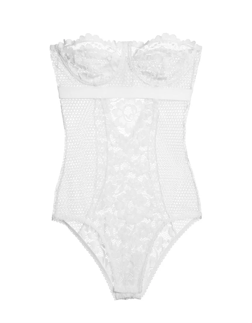 Petunia Strapless Underwire Corset Bodysuit in Ivory