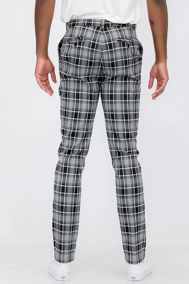 Plaid Slim Fit Trouser Pants