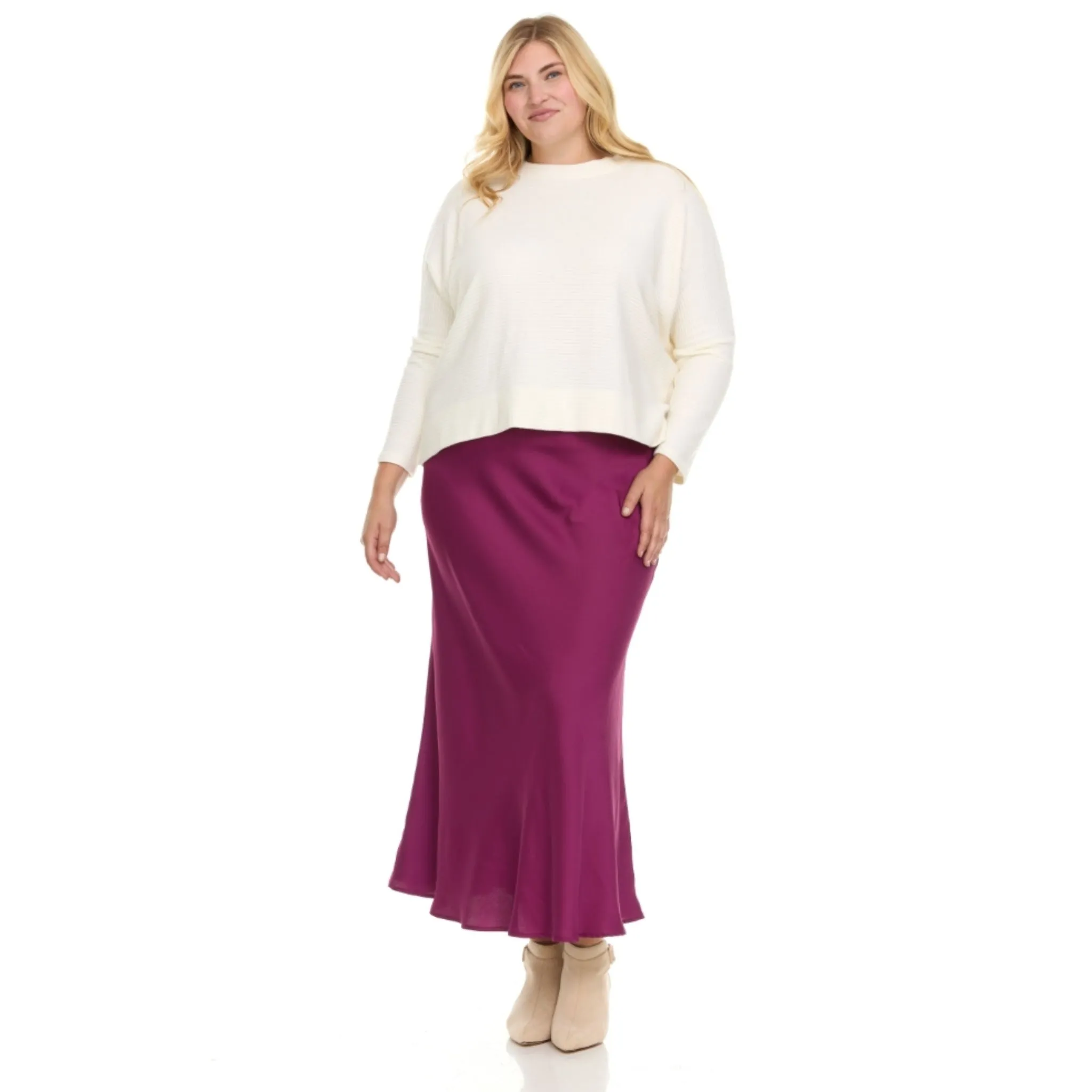 Plus Cosmo Skirt Solid Fuschia