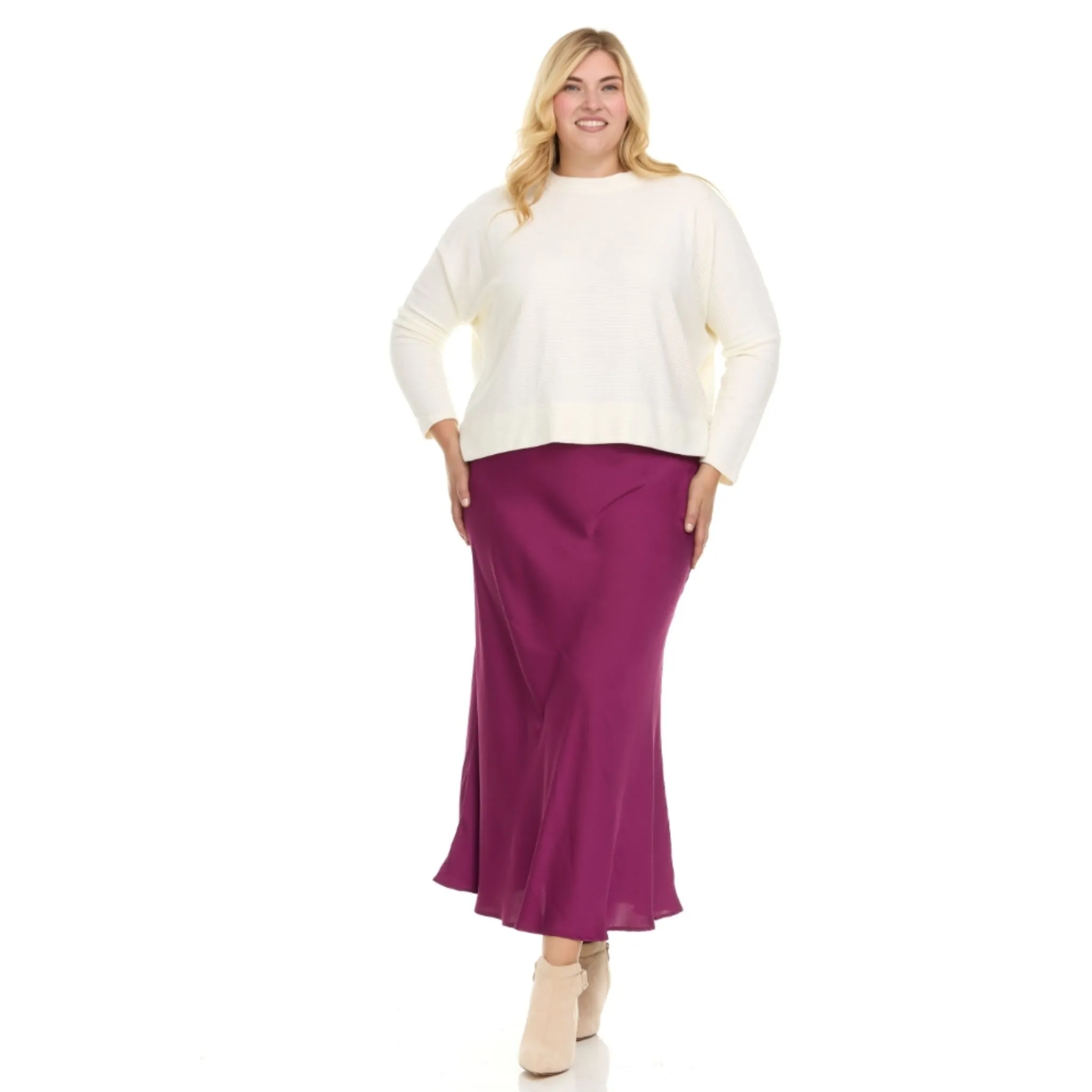 Plus Cosmo Skirt Solid Fuschia