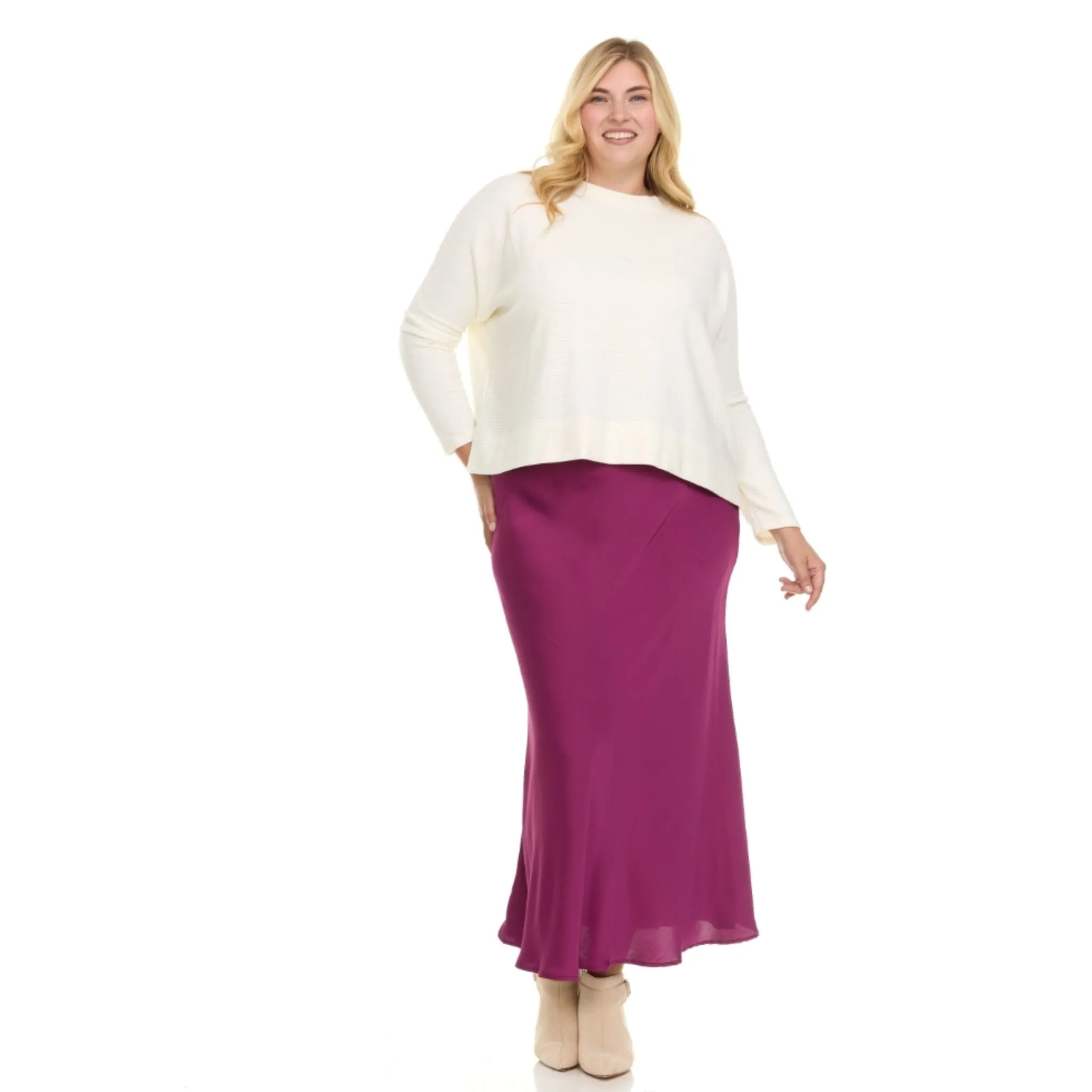 Plus Cosmo Skirt Solid Fuschia