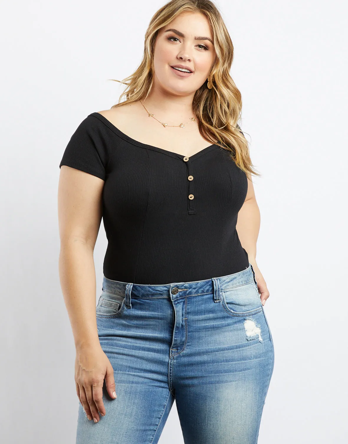 Plus Size Every Day Off The Shoulder Bodysuit