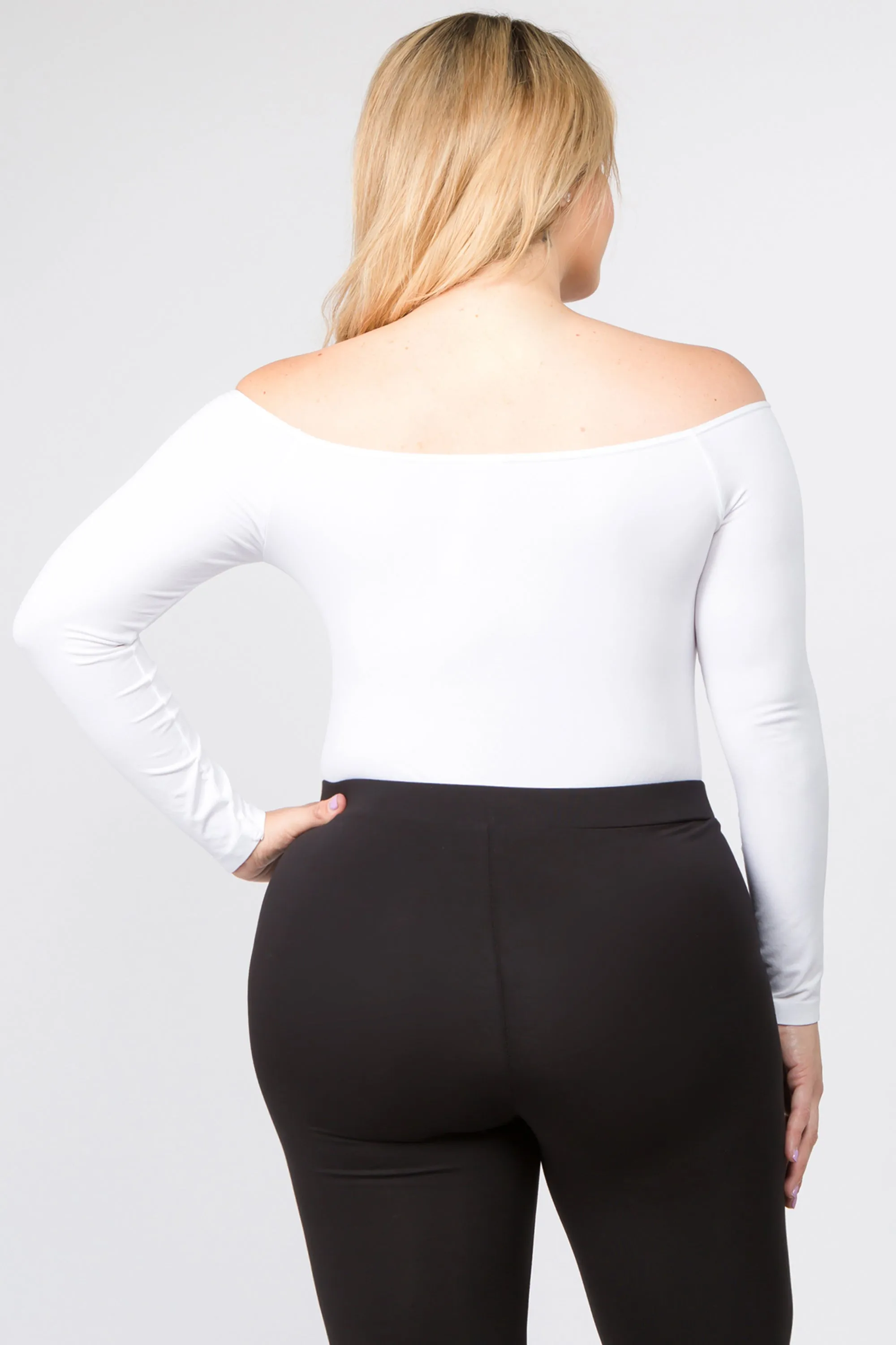 Plus Size Off Shoulder Long Sleeve Bodysuit