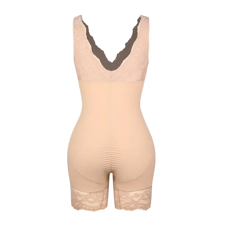 Power Lace V-Neck Tummy & Thigh Control Bodysuit