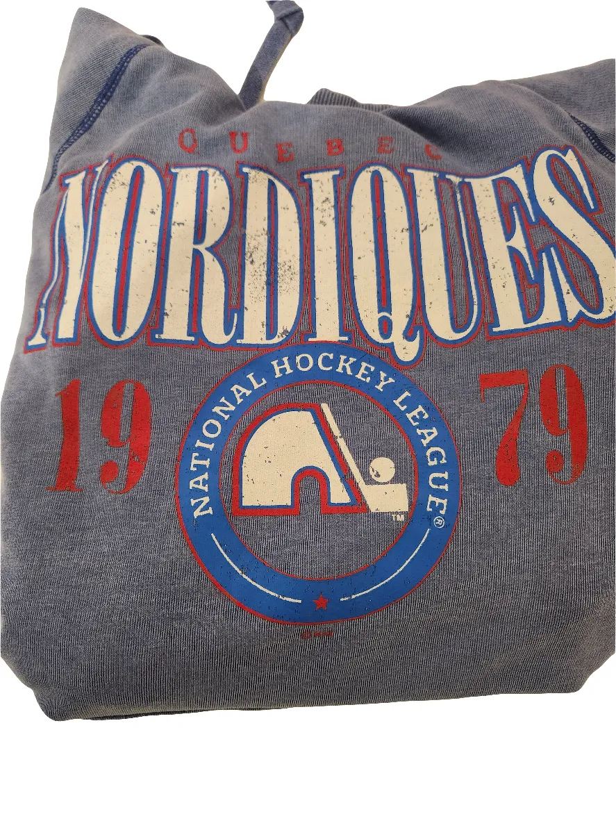 Quebec Nordiques NHL Fanatics Branded Men's Light Blue Snow Washed Pullover Hoodie