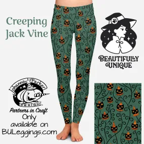 "Creeping Jack Vine" Black Vintage Cat Johanna Parker Exclusive - High-quality Handcrafted Vibrant Leggings