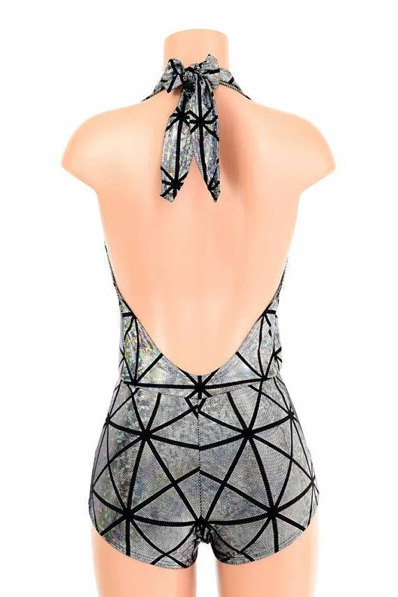 "Josie" Romper in Silver Cracked Tile