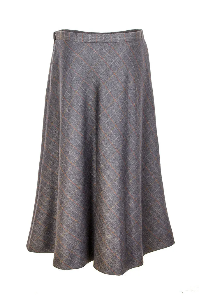 Rachele | Blue and camel checked long skirt