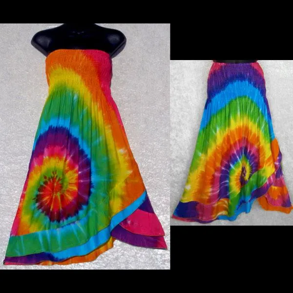 Rainbow Spiral Tie-Dye Convertible Dress/Skirt