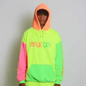 RAVE ON OVERSIZED HOODIE MULTI NEON