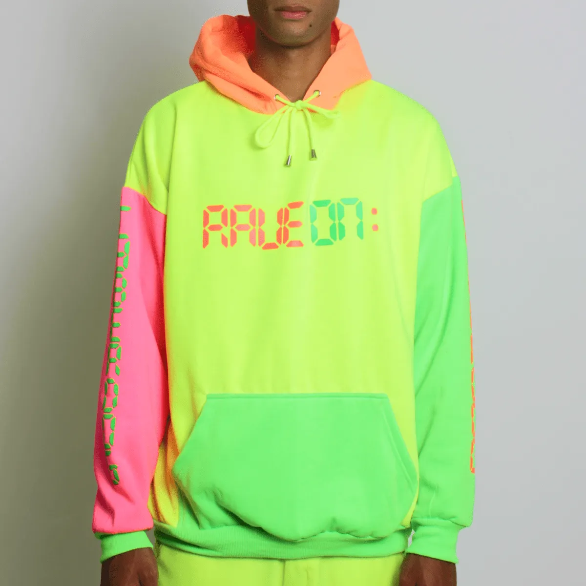 RAVE ON OVERSIZED HOODIE MULTI NEON